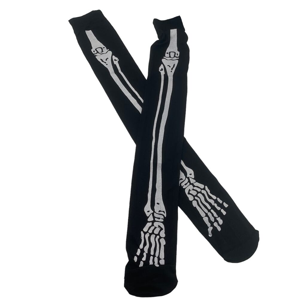 Skeleton Stockings NEW Black White Bones Emo Cute Knee High Sock Stocking - Picture 2 of 4